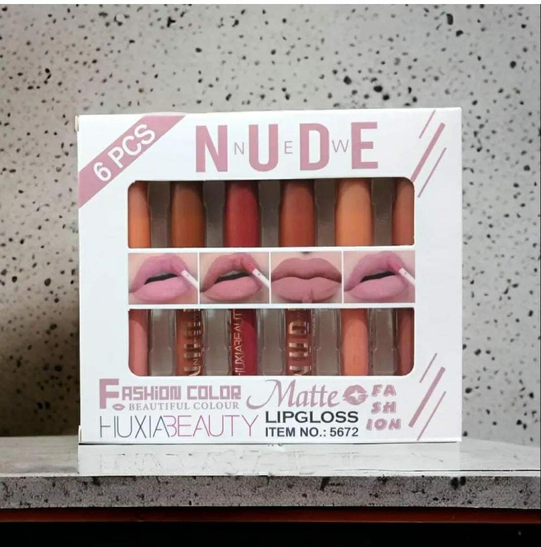 6 Pcs Nude Lip Gloss Set – Matte Lip Gloss Collection for Girls & Women