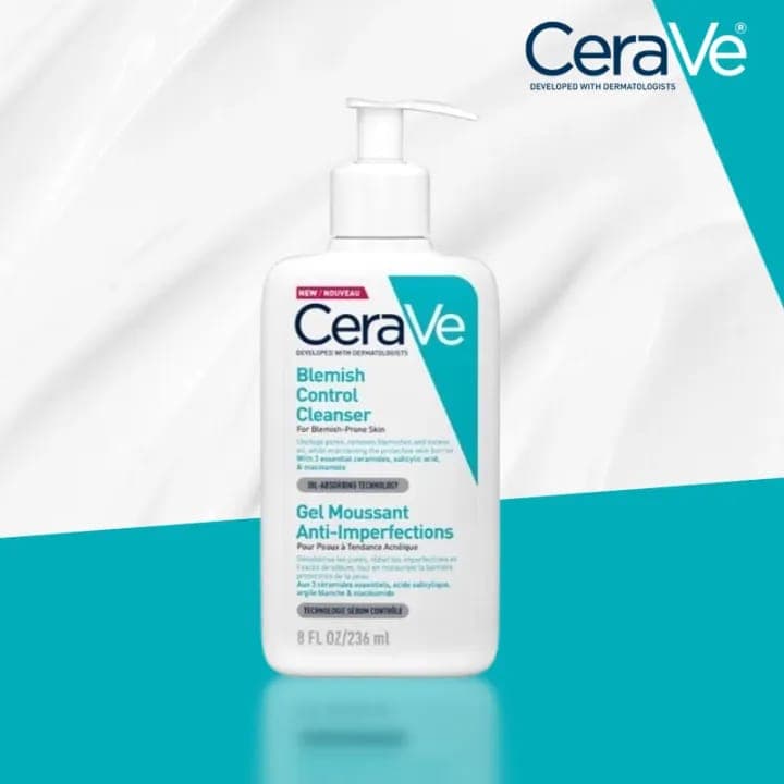 CeraVe Blemish Control Face Cleanser for Blemish-Prone Skin With 2% Salicylic Acid & Niacinamide For Blemish-Prone Skin