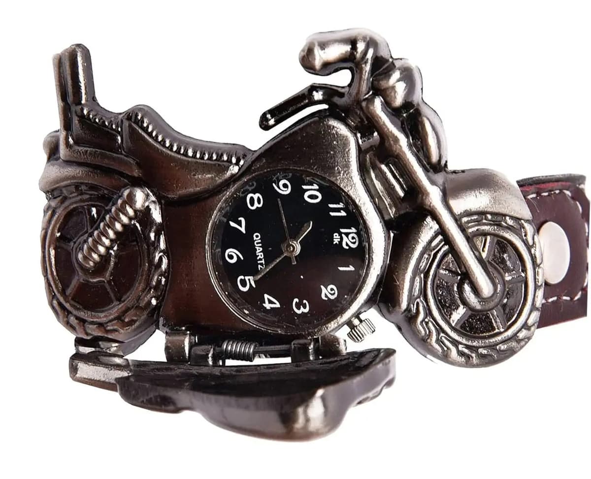 Men’s Motorcycle-Inspired Analog Wrist Watch with Bike Look Stainless Steel Dial – Stylish Daily Watch with Premium Leather Strap (Without Box)
