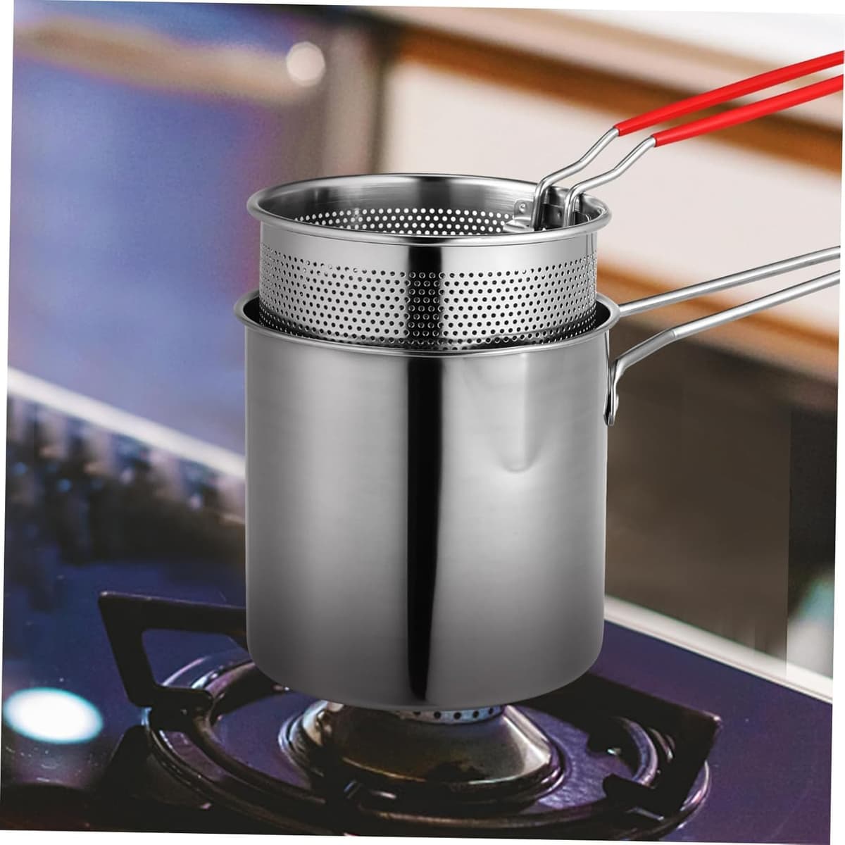Stainless Steel 1200Ml Deep Fryer Pot with Strainer – Heavy-Duty Frying Pan