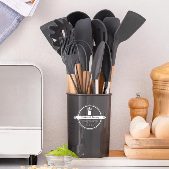 Silicone Utensils set with plastic holder temperature Resistance