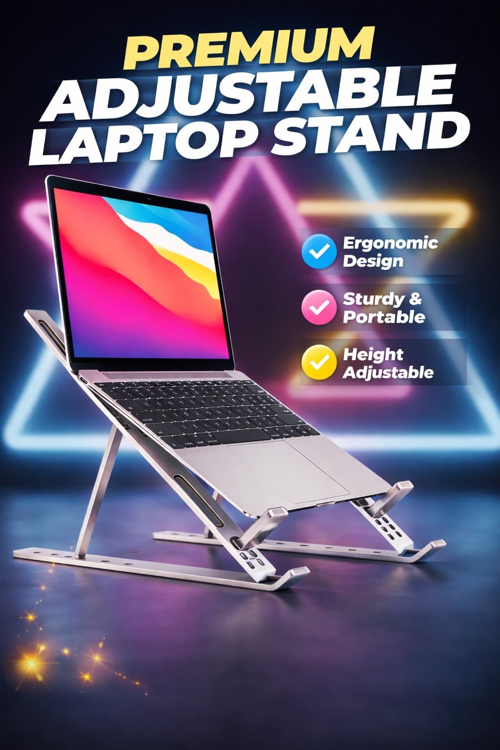 Premium Aluminum Foldable Adjustable Laptop Stand Ergonomic Portable Laptop Holder for Up to 18 Inch