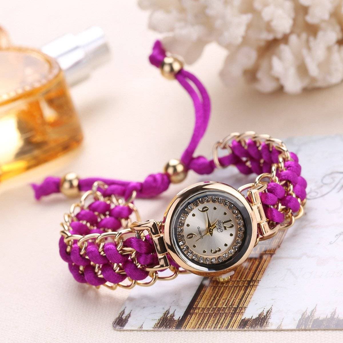 Girls Luxury Stylish Girls Analog Handmade Bracelet Rope Watch - Elegant Timepiece Featuring A Unique Woven Design