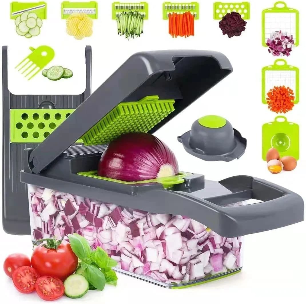 Vegetable Chopper 18 Pcs Set Manual Onion Chopper Food Slicer Dicer Grater Potato Cutter With Handle Multi-Function Kitchen Tool