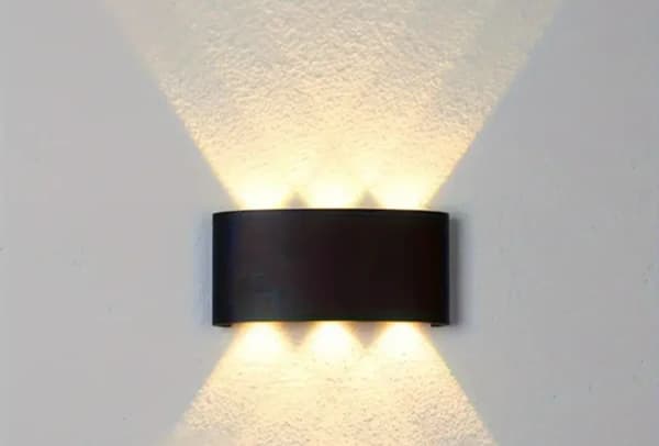 Outdoor Waterproof Up Down 3+3 LED Wall Light With Black Aluminum Body, Warm White 3000K, IP65 Waterproof Design And 6W LED Chip