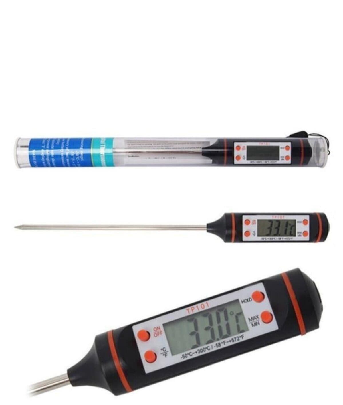 TP101 Digital Food Thermometer with Stainless Steel Probe | Kitchen BBQ Meat Cooking Baking Milk Oil Water Temperature Meter