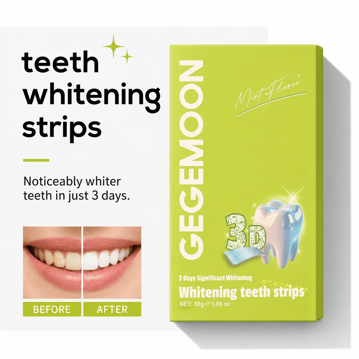 Teeth Whitening Strips 3D Gentle Stain Removing Enamel Safe Bright Smile Daily Treatment 14 Strips