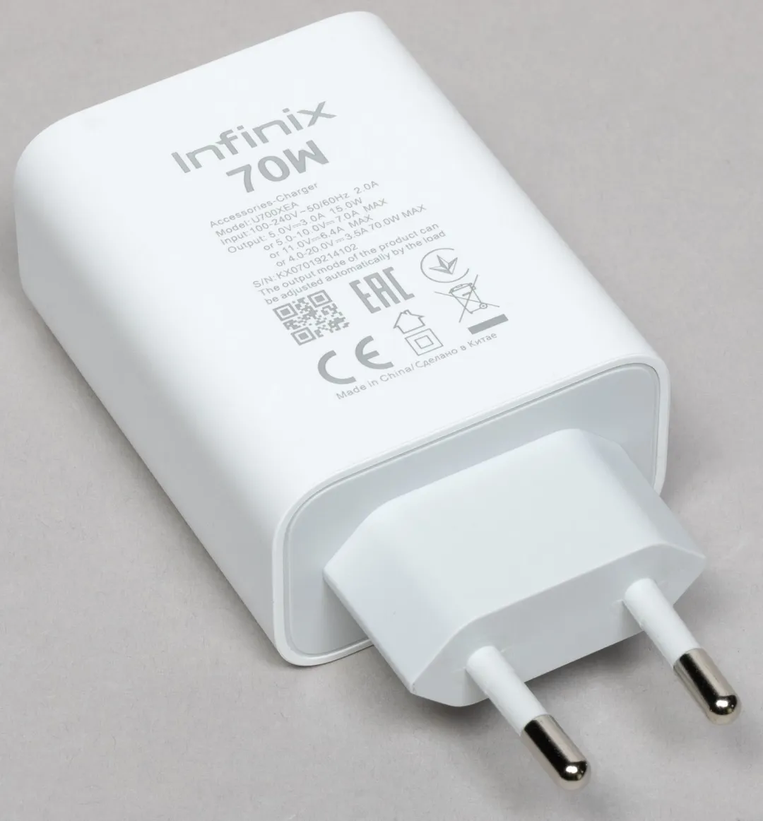 Infinix 70W USB Fast Charger with Type-C Cable | Super Fast Charging Adapter