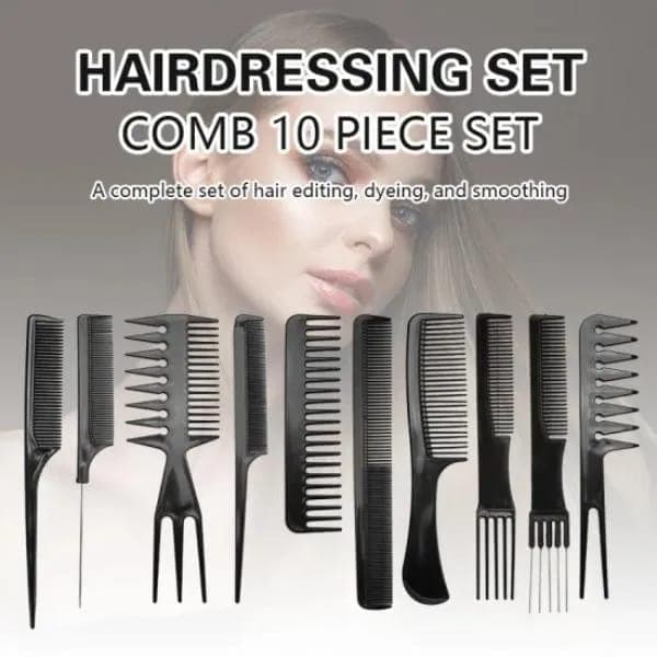10 Pcs Professional Hair Styling Comb Set | Barber, Salon & Personal Grooming Combs Kit
