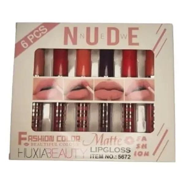 6 Pcs Nude & Red Matte Lip Gloss Set | High Pigmented Long Lasting Liquid Lipstick Collection
