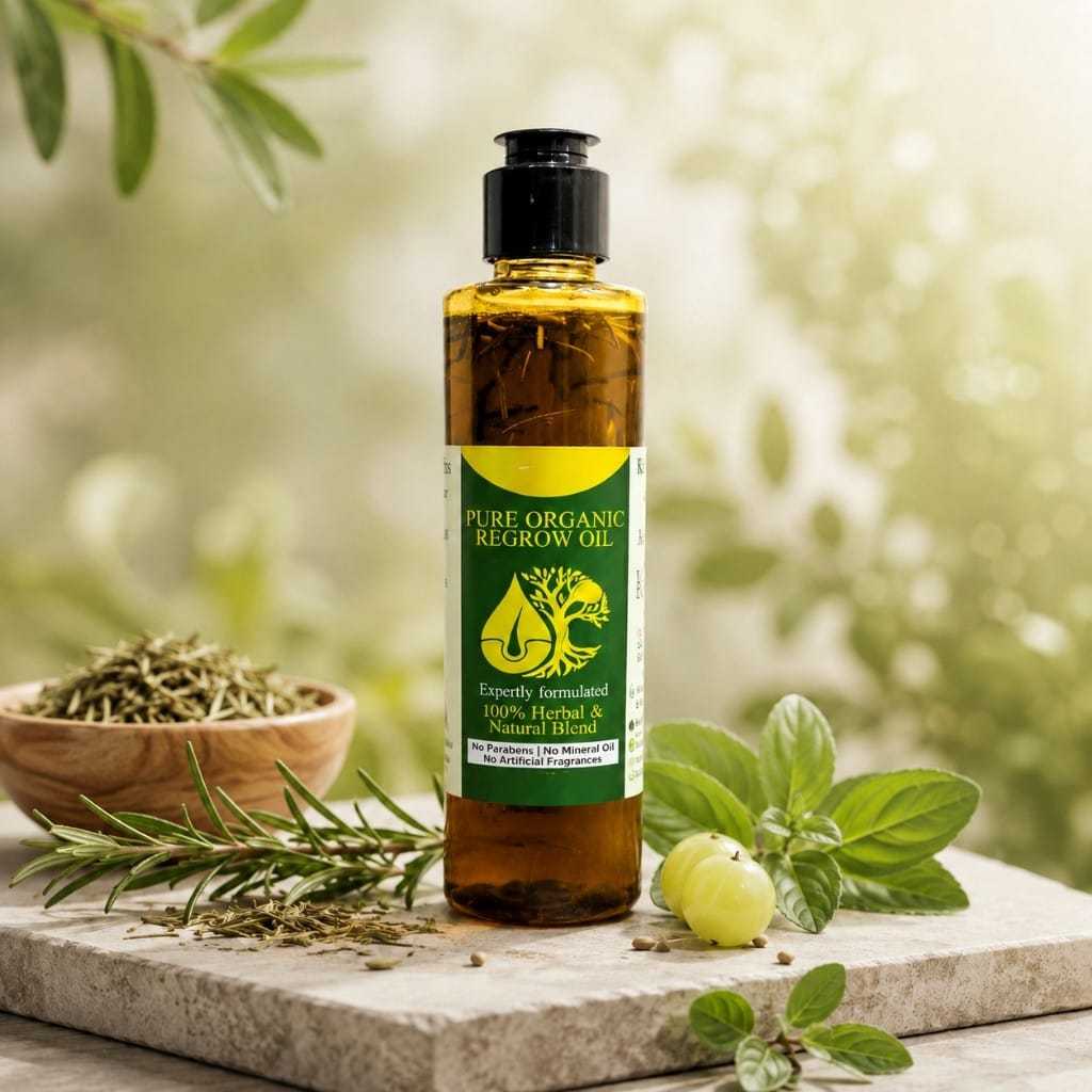 Pure Organic Regrow Hair Oil - 100% Natural Hair Growth & Anti-Hairfall Solution