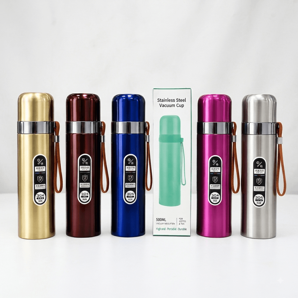 304 Stainless Steel Vacuum Flask/Cup 500ML Capacity - Drinkware Product Designed For Hydration And Daily Beverage Routine (Random Color)
