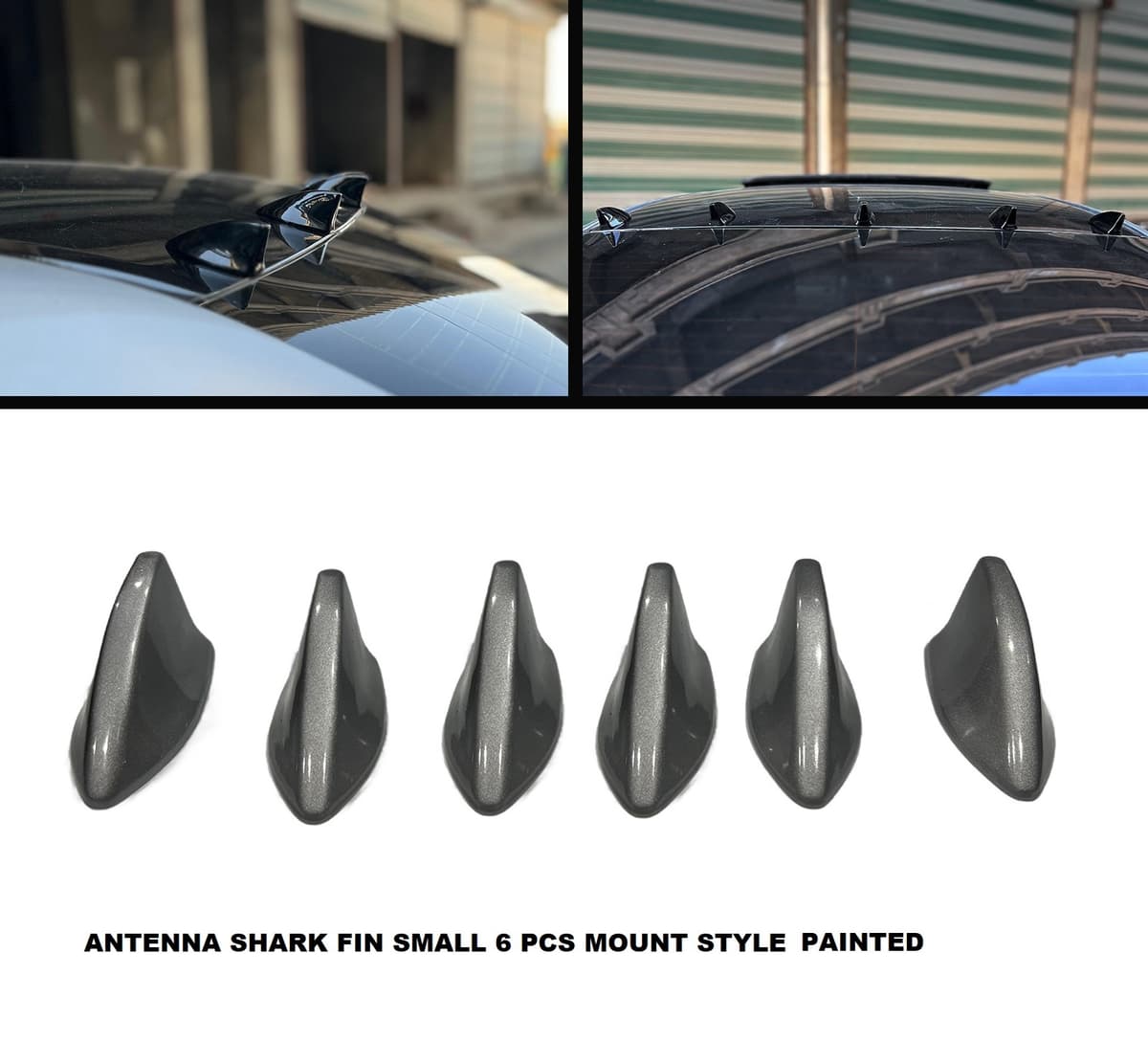 Universal Shark Fin Roof Spoiler 6 Pcs Set – Small Mount Style Painted Car Exterior Accessories
