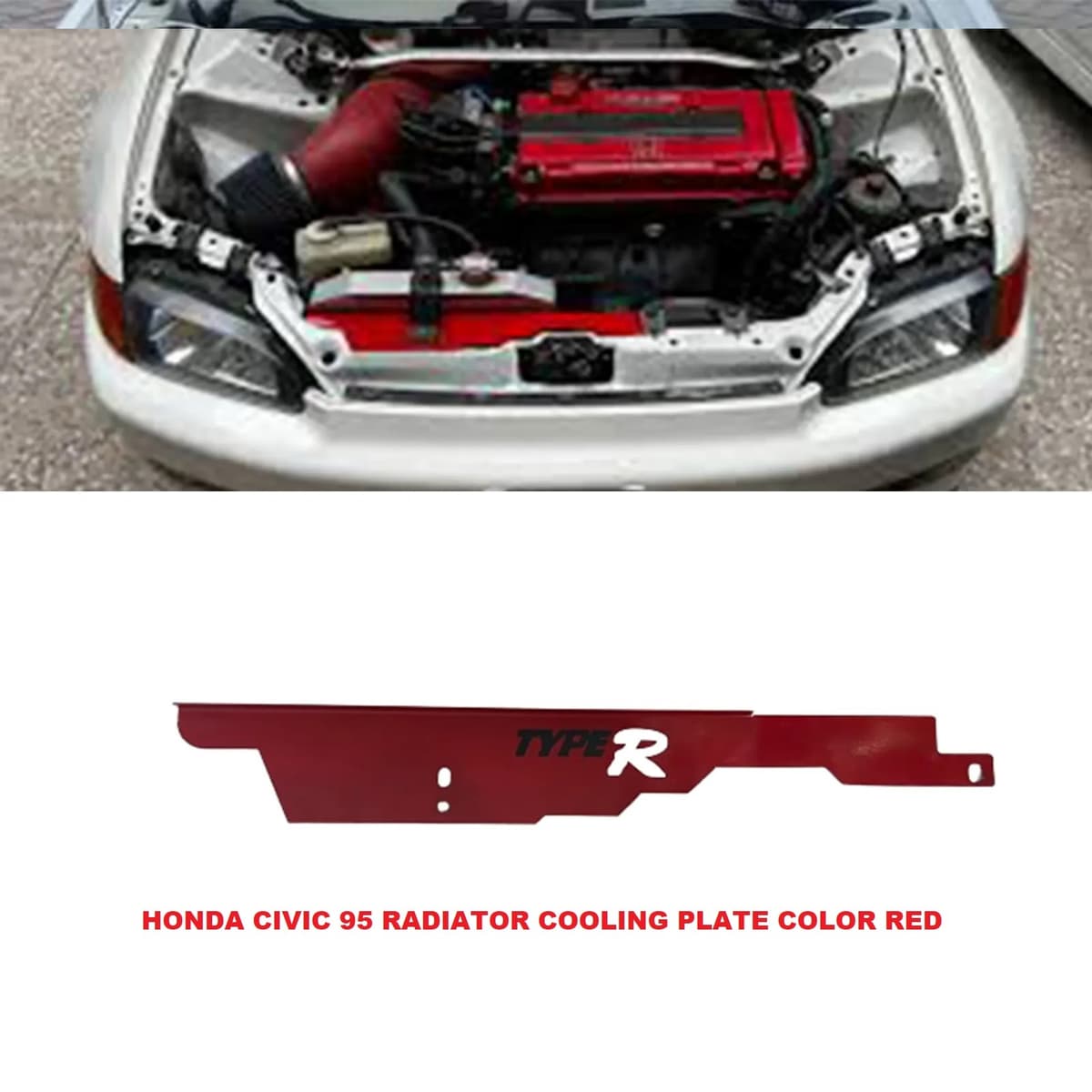 Honda Civic 1995 Radiator Cooling Plate Red Durable Metal Stylish Sporty Practical Choice For Engine Bay Airflow And Cooling Efficiency