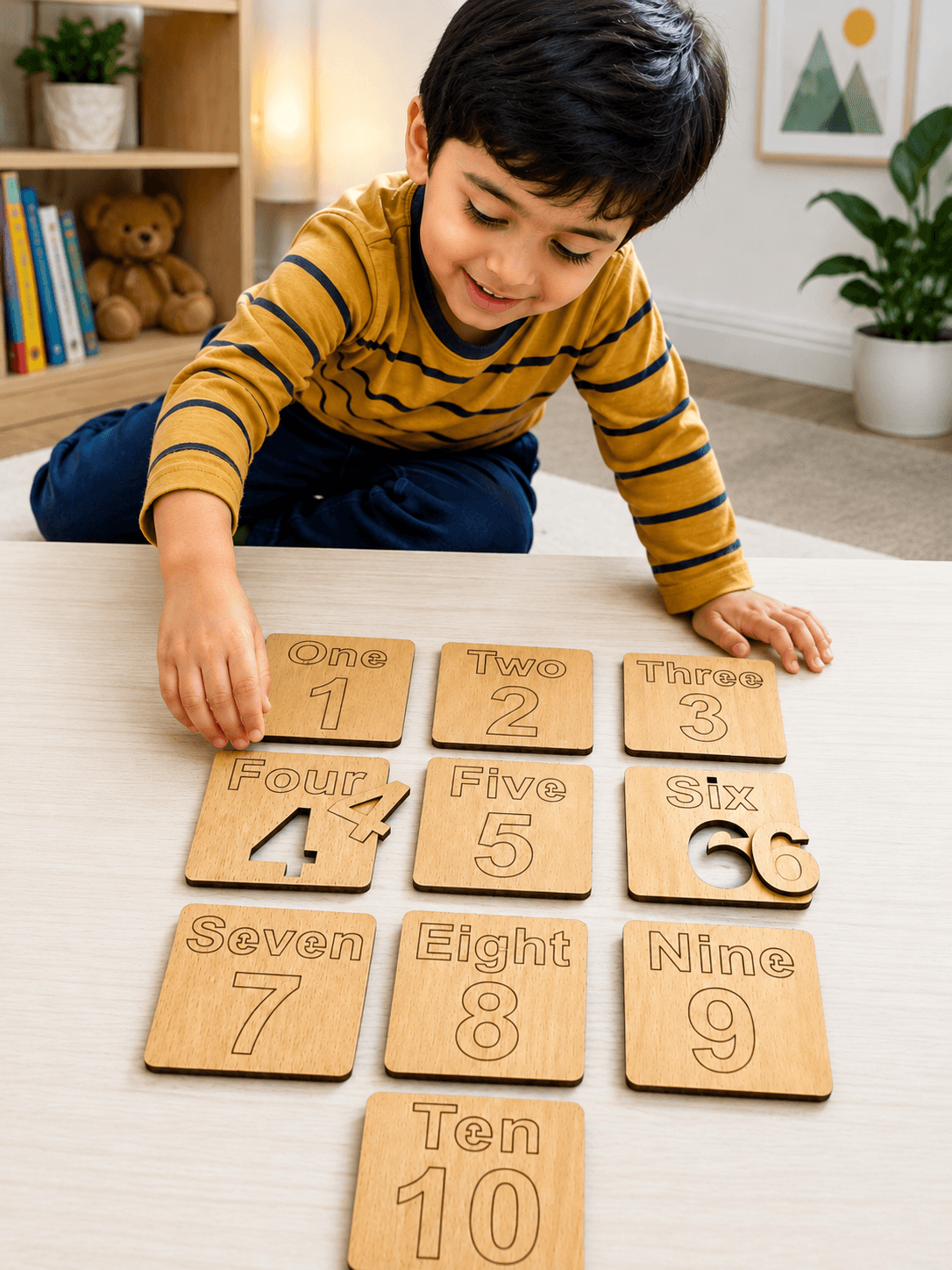 Educational Toy sWooden Number Learning Puzzle Set for Kids 1-10