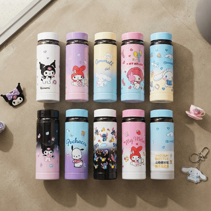 Premium Cartoon Print Stainless Steel Water Bottle – Double-Wall Vacuum Insulated Cute Character Flask - Random Color